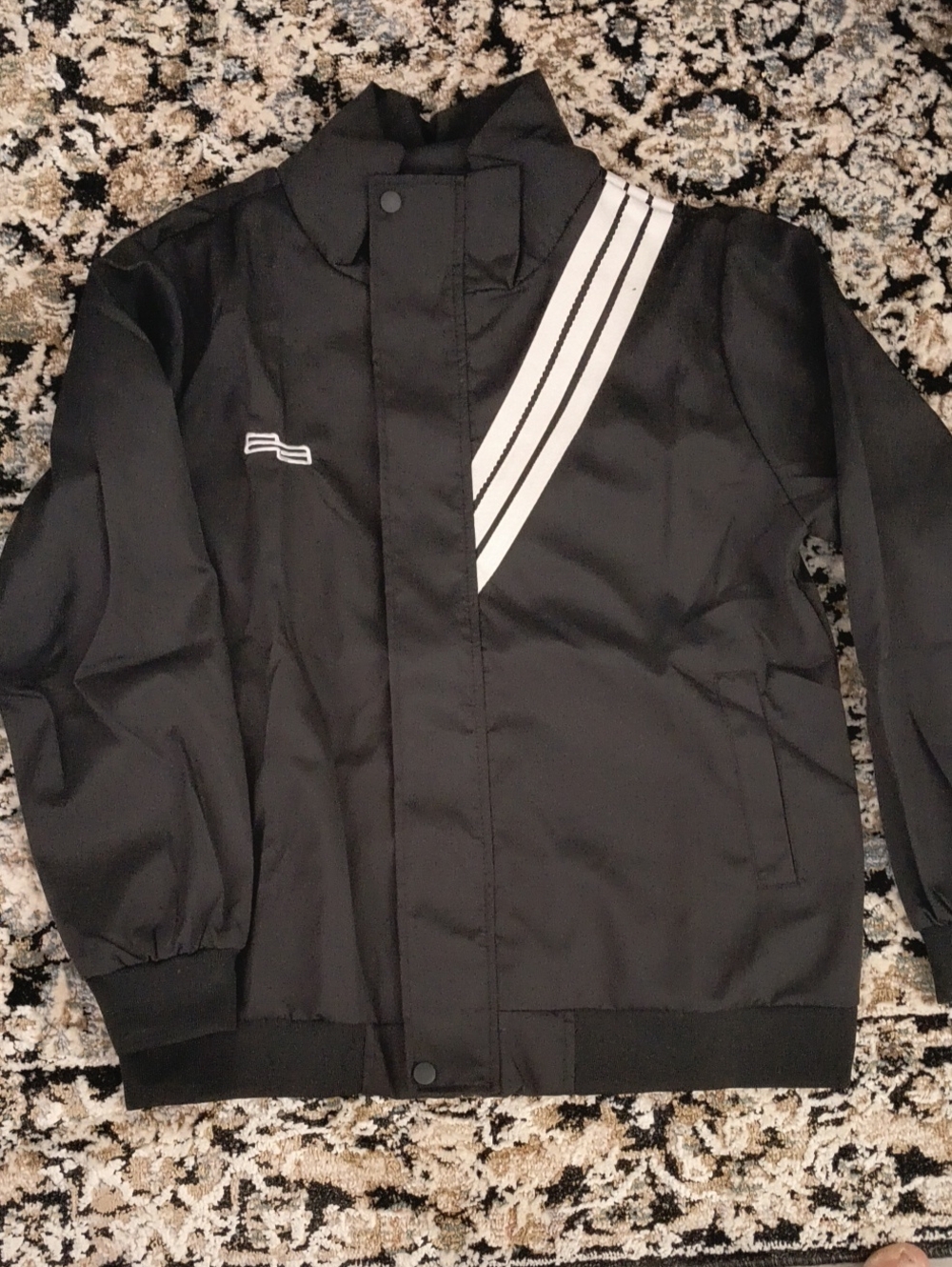 Men's Black Athletic Jacket with White Stripe